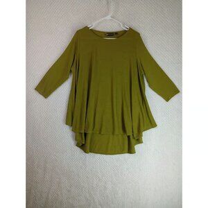 Serena Williams Women's Large Olive Green 3/4 Sleeve Hi-Low Top